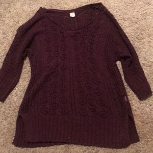 Maroon Cable Knit Loose Fit Sweater